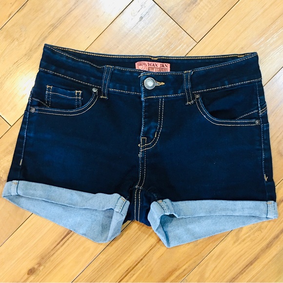 Wax Jeans denim shorts dark rinse super stretch blue small 2 - Picture 5 of 6